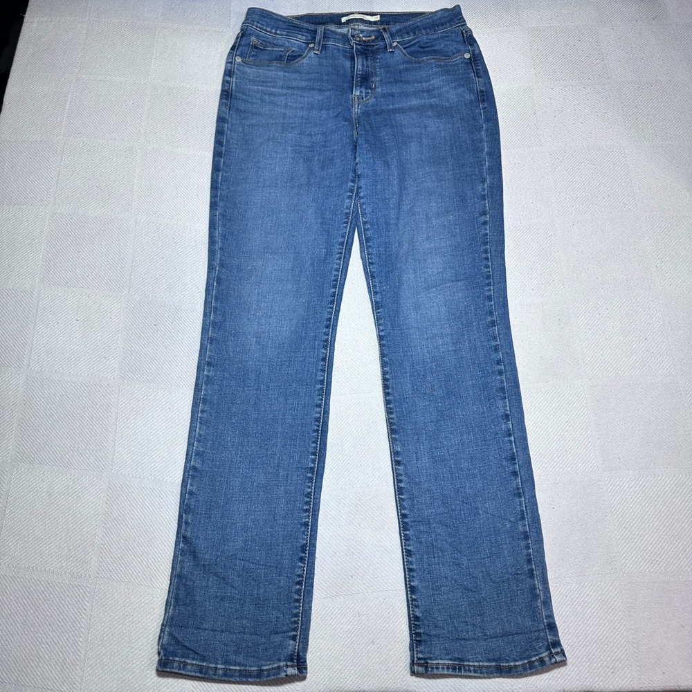 Levi's Classic Straight Jeans Womens 28 Mid Rise Stretch Denim Medium Wash Blue